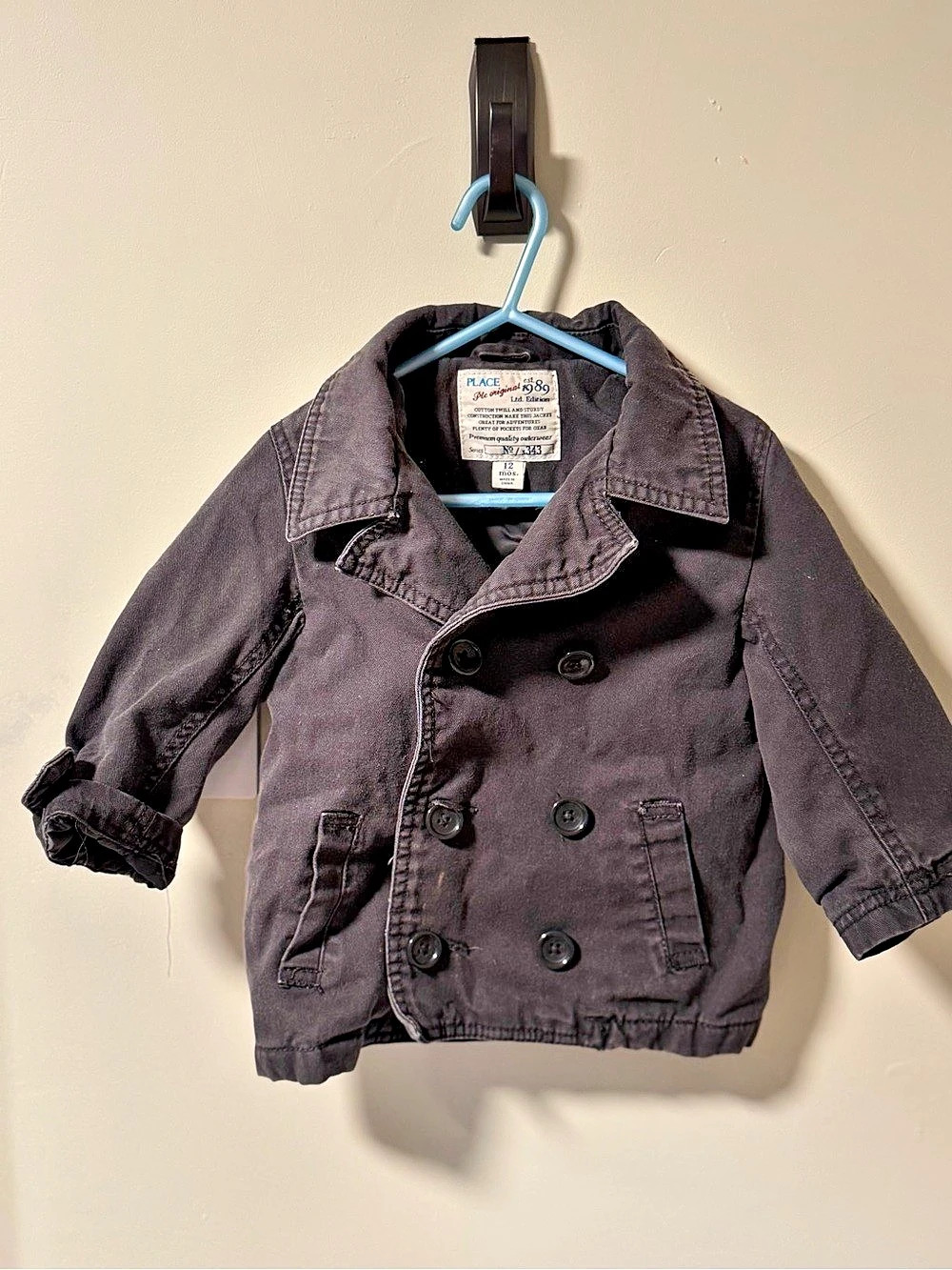 PLACE Original Jacket unisex Size 12 months Gray Cotton Jacket